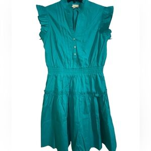 Pinch pleated & tiered ruffle mini dress